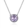 Gabriel & Co. Fashion 925 Sterling Silver Round Pink Amethyst Pendant Necklace