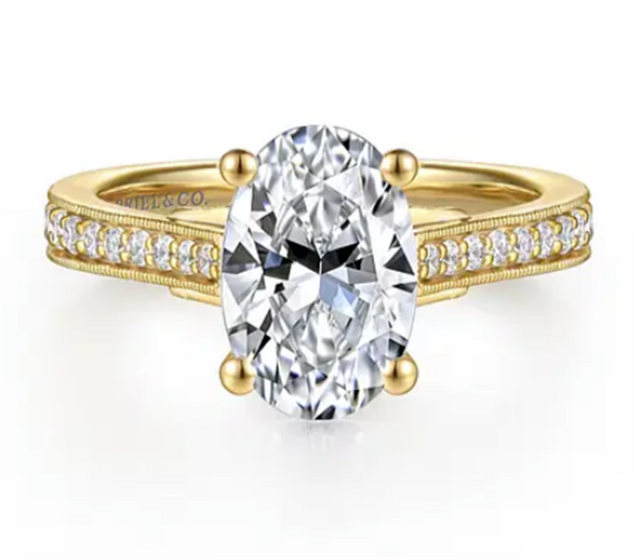 Lady's Yellow 14 Karat Milgrain Beaded Lotus Ring Size 6.5 20 = 0.24tw