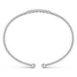 Gabriel & Co. Fashion 14K White Gold Bujukan Bead Cuff Bracelet with Cluster Diamond Stations