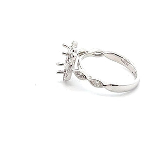 Lady's White 18 Karat Antique Style Halo Semi-Mount Ring