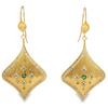 Yellow 18 Karat Satin Emerald & Diamond Brushed Gold Drop Earrings Est