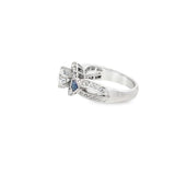 Leon's of Beverly Hills Round Diamond Engagement Ring with Sapphire Accent Stones