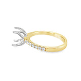 Lady's Two-Tone 14 Karat Floral Basket Ring Size 7 14 = 0.25tw Round G