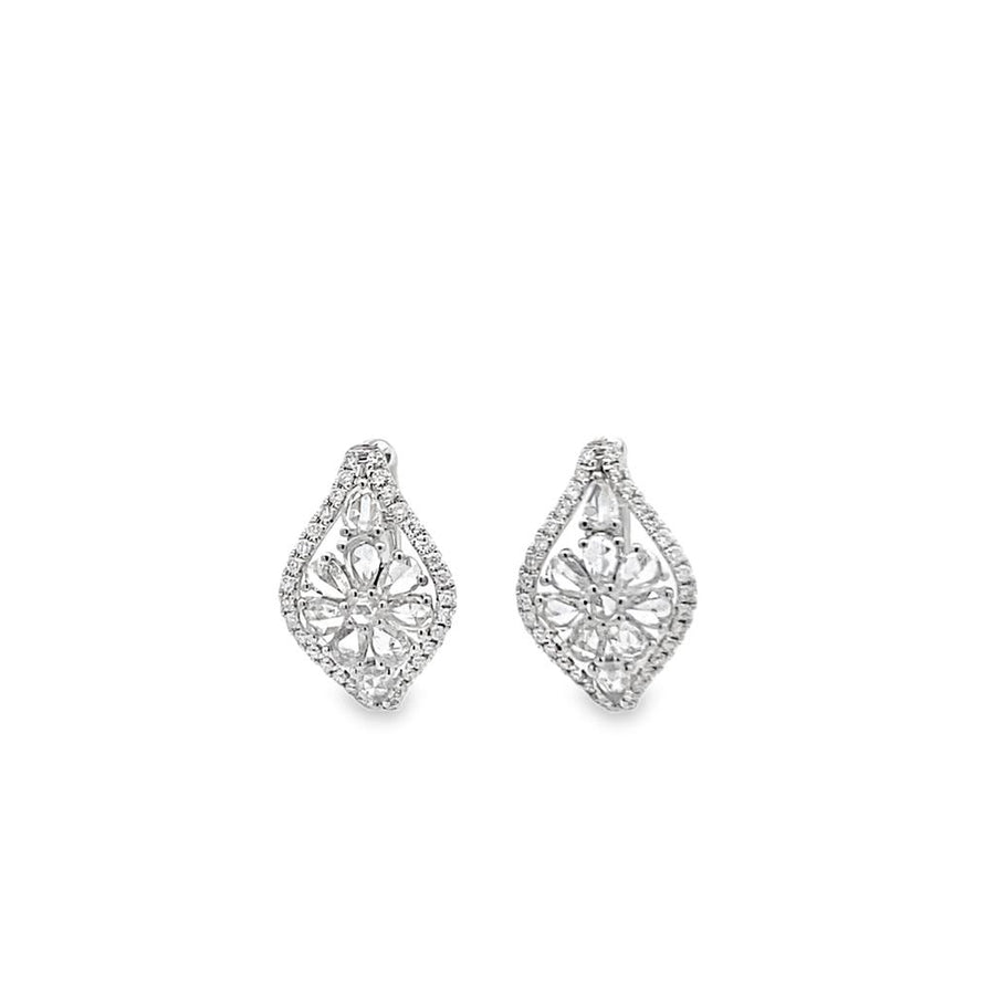 Rose Cut and Round  Diamond Earrings