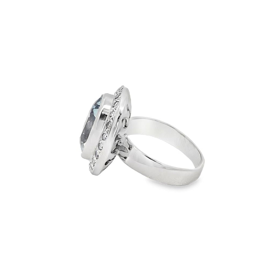 Aquamarine and Diamond Ring
