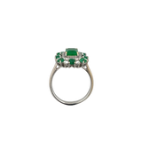 Emerald & Diamond Antique Style Halo Ring