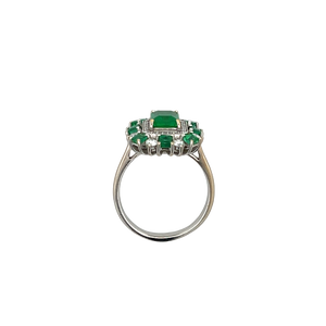 Emerald & Diamond Antique Style Halo Ring