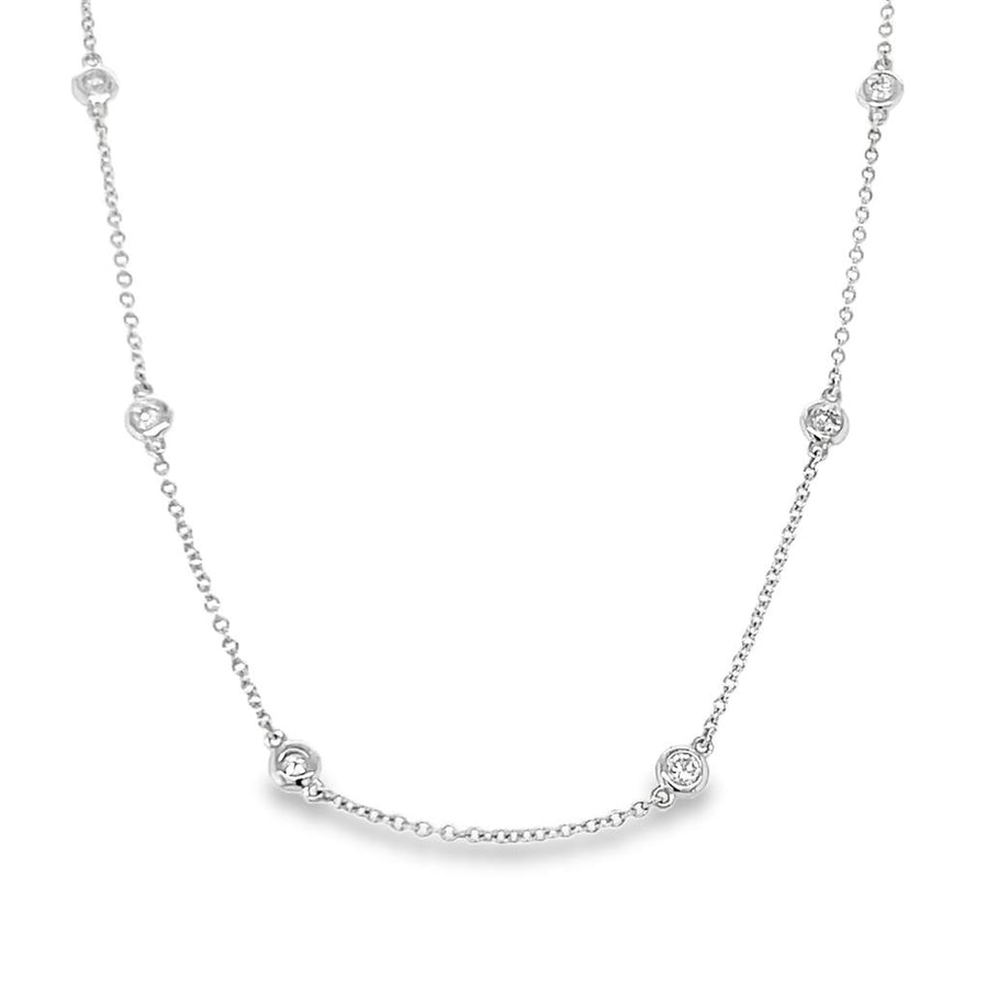 Lady's White 14 Karat Diamond By The Yard Necklace Length 16+2" Exten