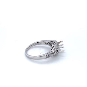 Lady's White 18 Karat Split Shank Halo Ring