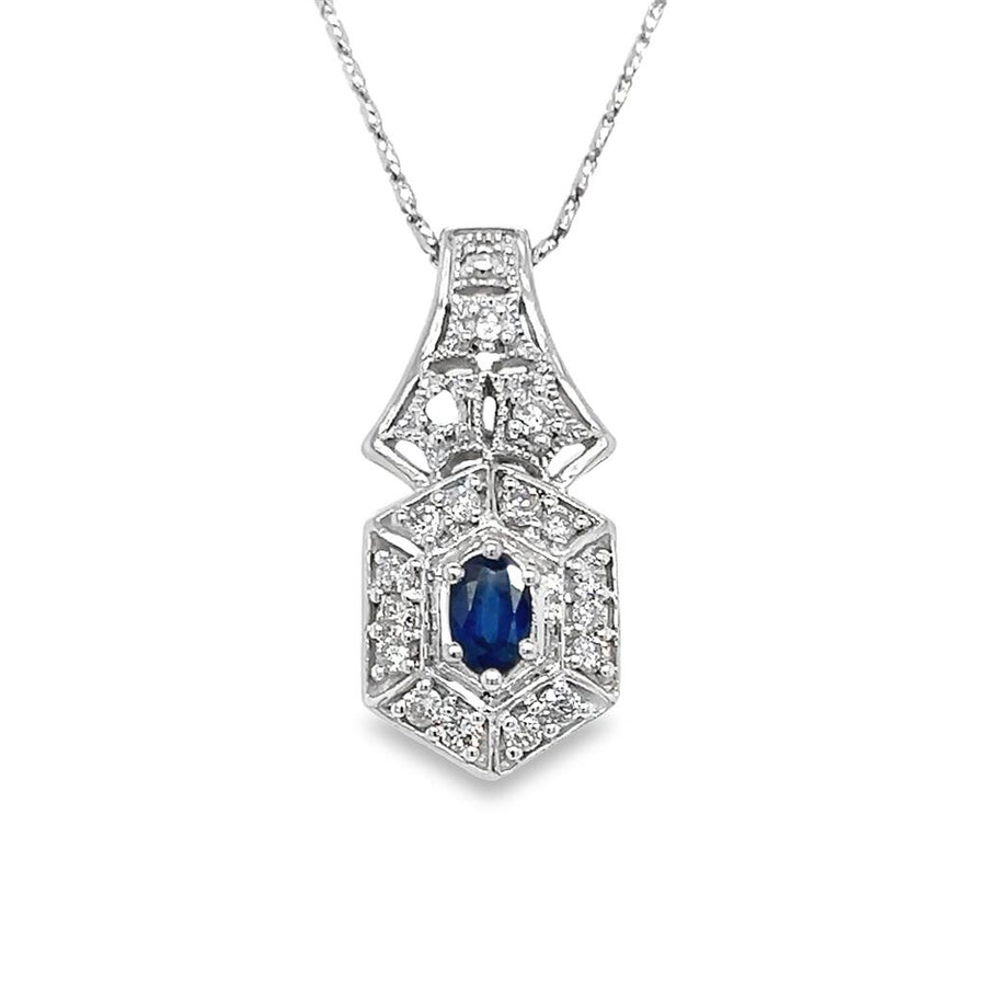 Estate Cut Vintage Sapphire and Diamond Necklace