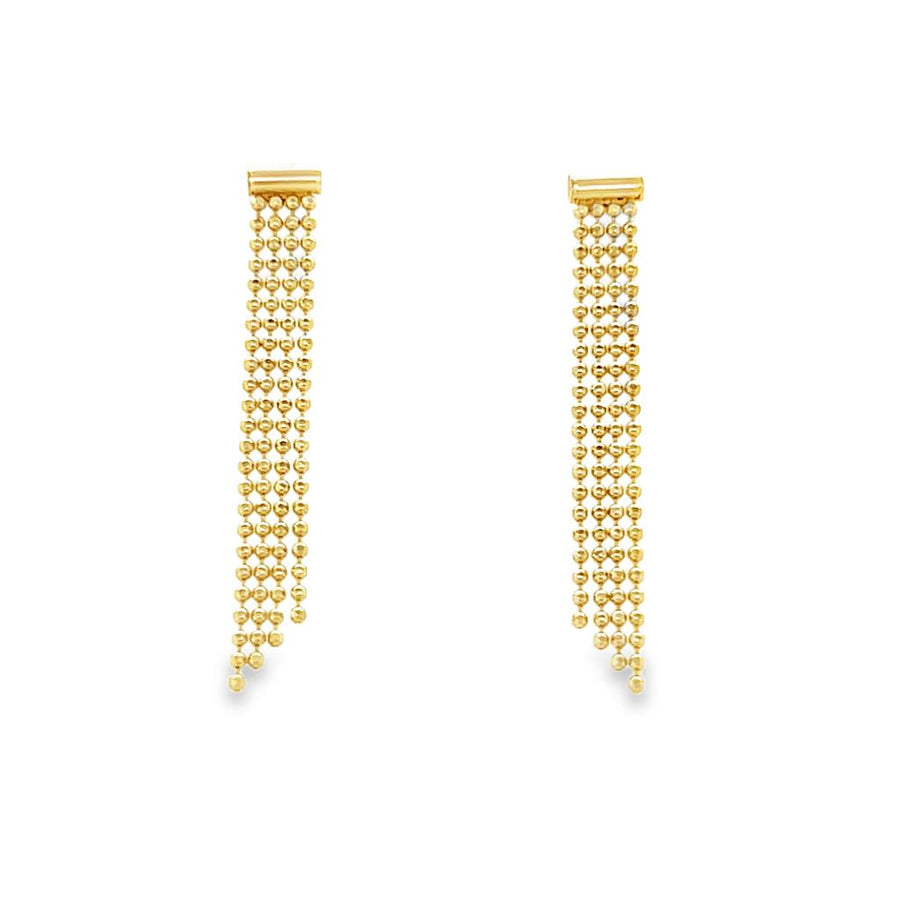 Lady's Yellow 14 Karat Bead Chain Bar Dangle Earrings Gram Weight: 2.3