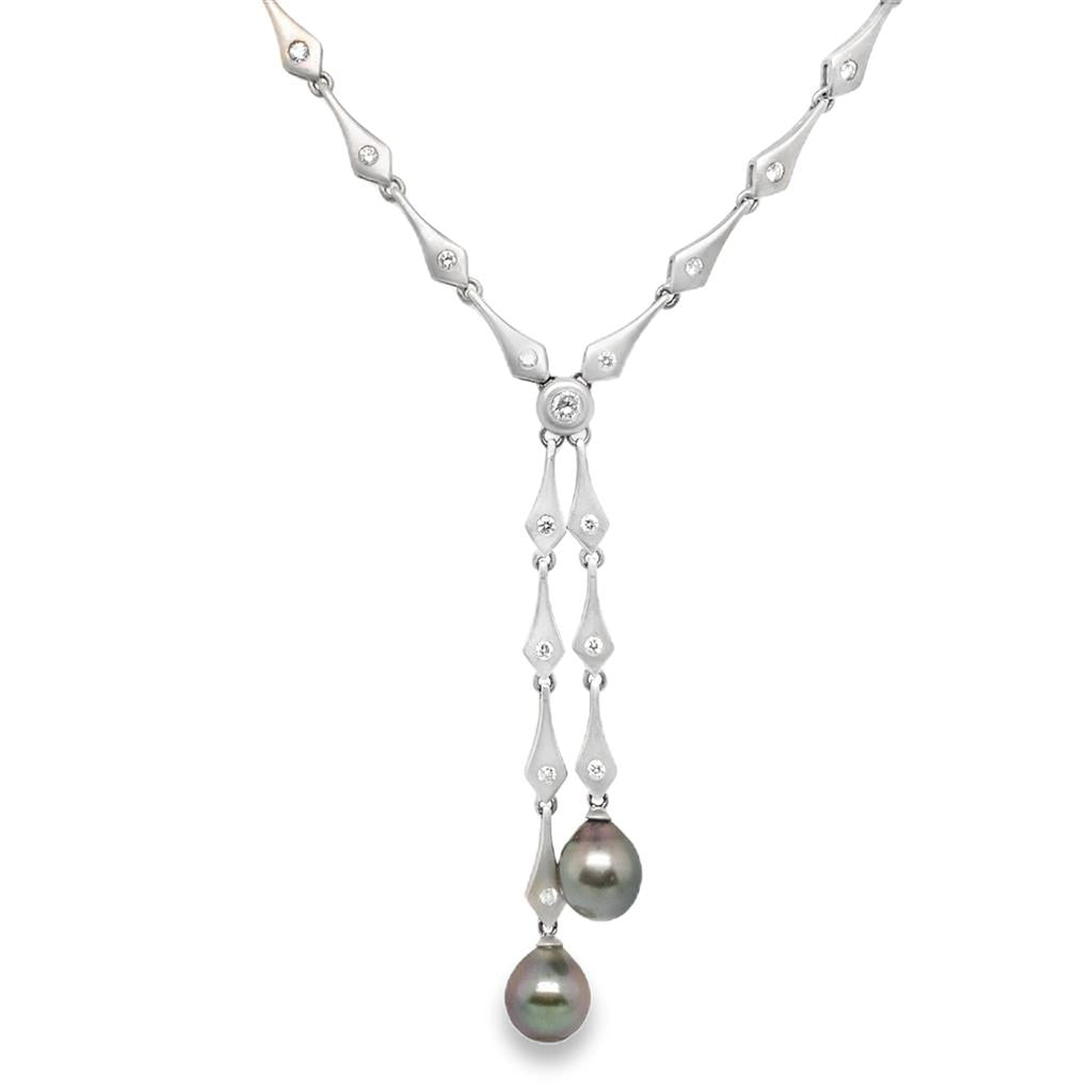 Tahitian Pearl Diamond Lariat Necklace