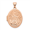 14k Rose Gold Scroll Design 21mm Oval Locket Pendant