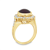 Estate Cabochon Ruby & Diamond Halo Ring