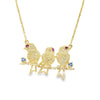 Yellow 14 Karat Textured 0.9mm 3 Birds Pendant Necklace with Lobster C