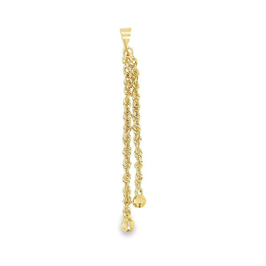 Yellow 10 Karat 2.5mm Double Strand Rope Chain Dangle Pendant