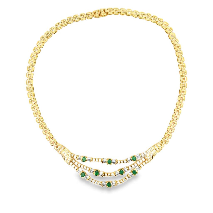 Emerald and Diamond Bib Necklace