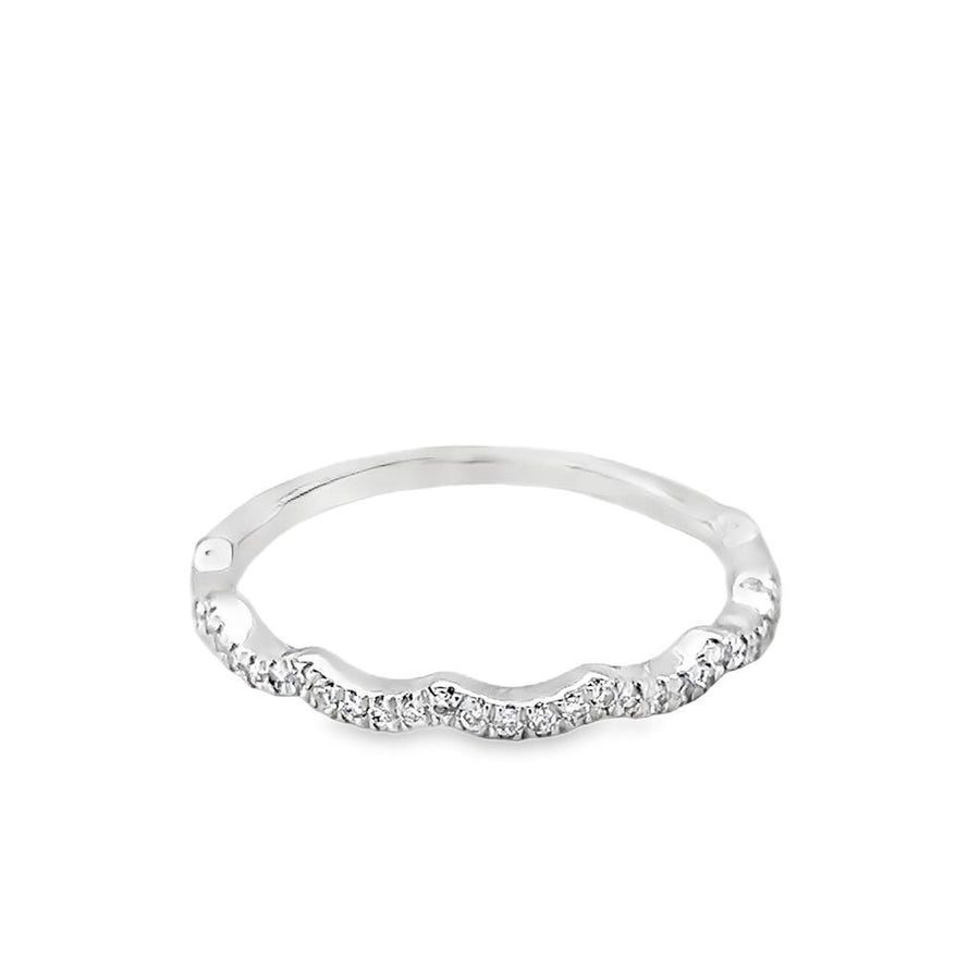 White 14 Karat Labbelle Scalloped Wedding Band