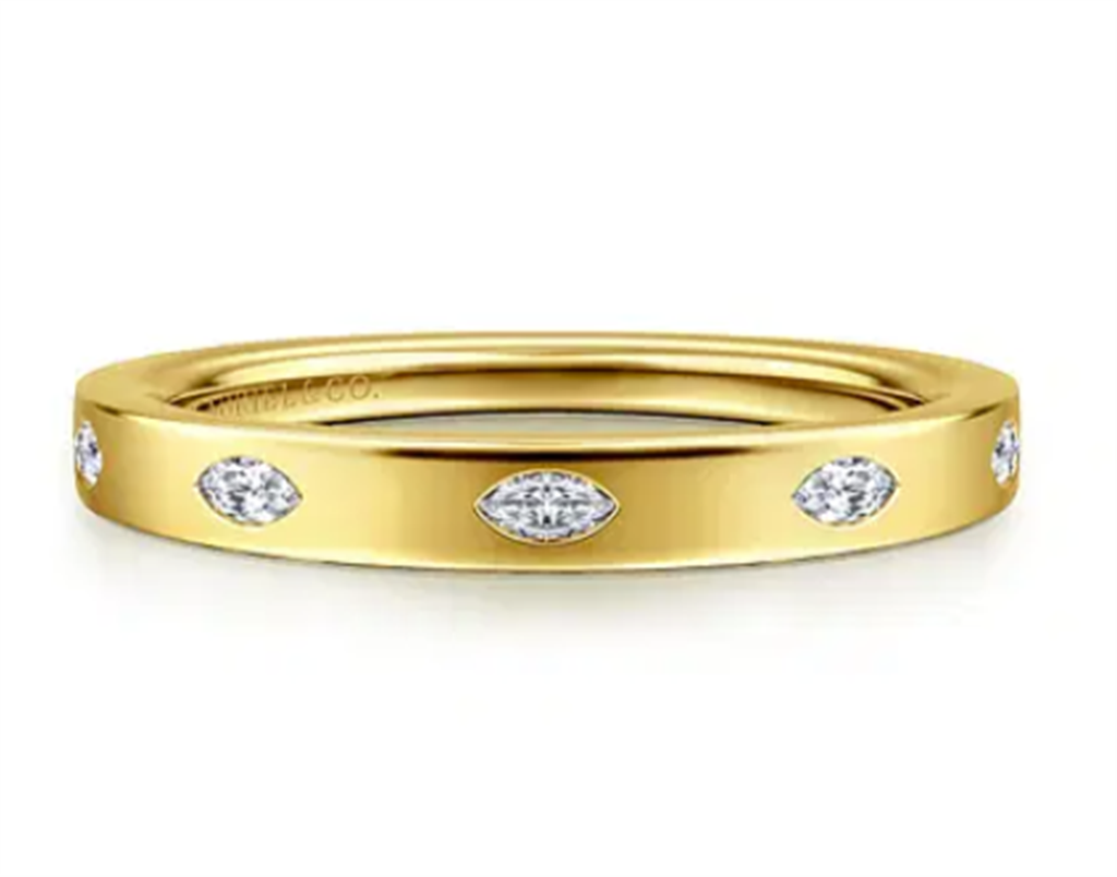 Gabriel & Co 5 Stone Burnish Set Marquise Diamond Wedding Band