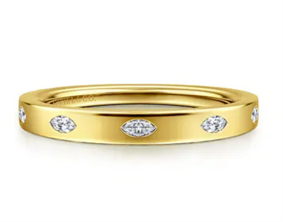 Gabriel & Co 5 Stone Burnish Set Marquise Diamond Wedding Band