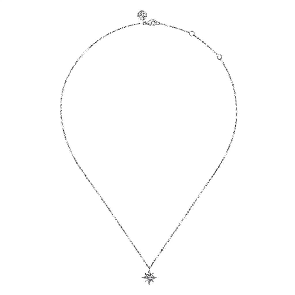 Gabriel & Co. Fashion 925 Sterling Silver Diamond Starburst Pendant Necklace