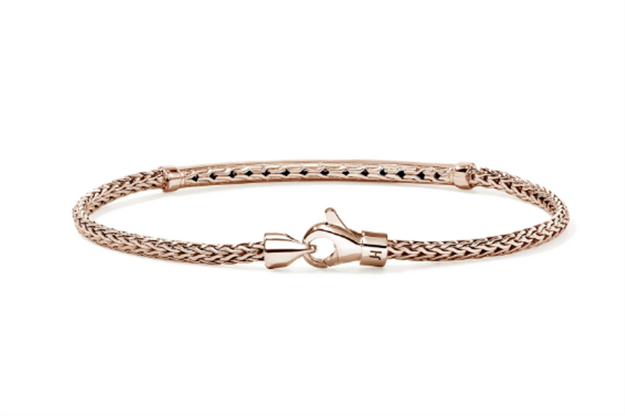Rosé 14 Karat 2.5mm JH Essential Pave Bracelet John Hardy 85 0.68tw Round Diamonds, Size M