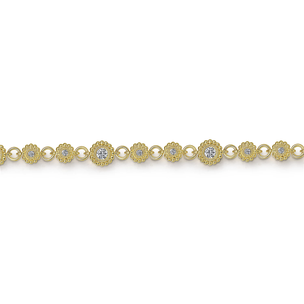 Gabriel & Co. Fashion 14K Yellow Gold Diamond Bujukan Tennis Bracelet