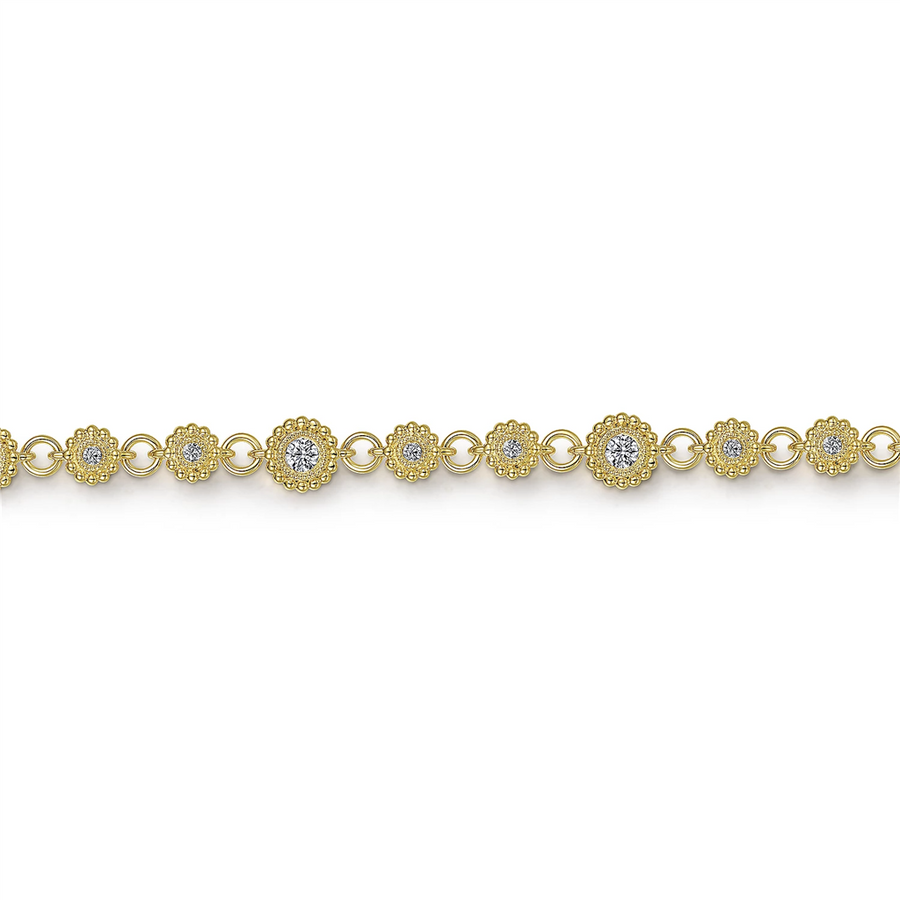 Gabriel & Co. Fashion 14K Yellow Gold Diamond Bujukan Tennis Bracelet