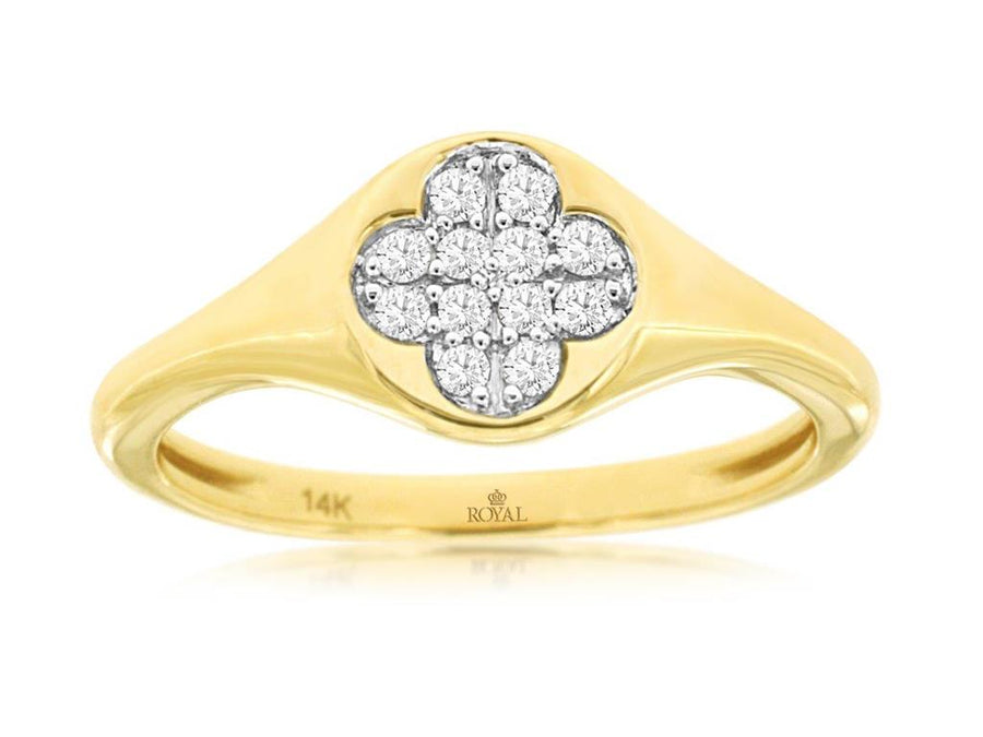 Lady's Yellow 14 Karat Clover Cluster Fashion Ring With 12 = 0.13Tw Ro