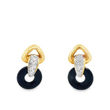 Yellow 14 Karat Multi Colored Changeable Circle Stones Interlocking Dangle Post Earrings