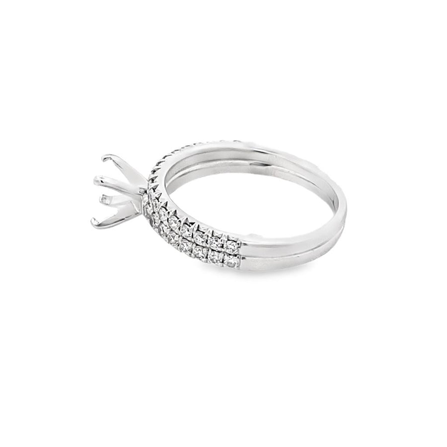 White 14 Karat Ring Mounting and Band Set