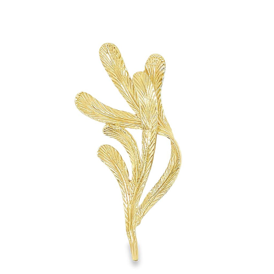 Yellow 14 Karat Sea Grass Brooch 54.20X26.00mm Estate Jewelry Gram Wei