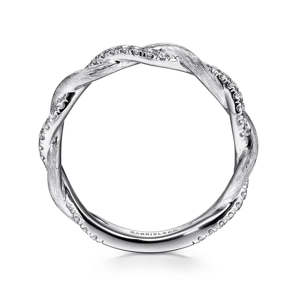 Lady's White 14K Satin Twist Wedding/Anniversary Ring With 39 0.20TW R