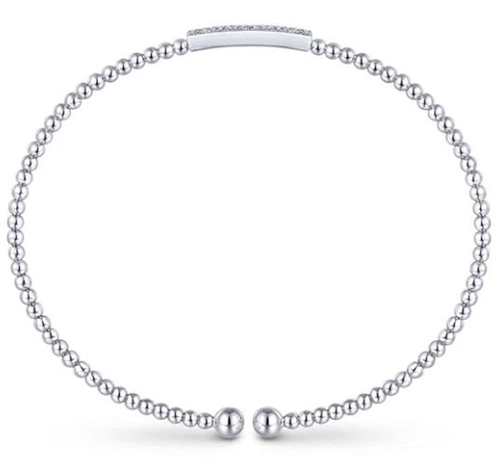 Gabriel & Co Lady's Double Diamond Bar Bujukan Bead Bangle Bracelet