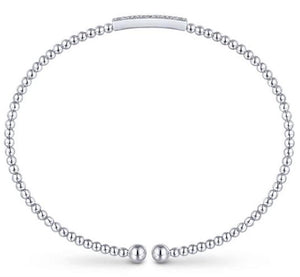 Gabriel & Co Lady's Double Diamond Bar Bujukan Bead Bangle Bracelet