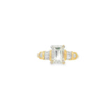 Two-Tone 14 Karat Emerald Cut Diamond Engagement Ring Estate Jewelry S