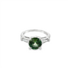 Platinum Green Sapphire & Baguette Diamond Ring Estate Jewelry Size 4.