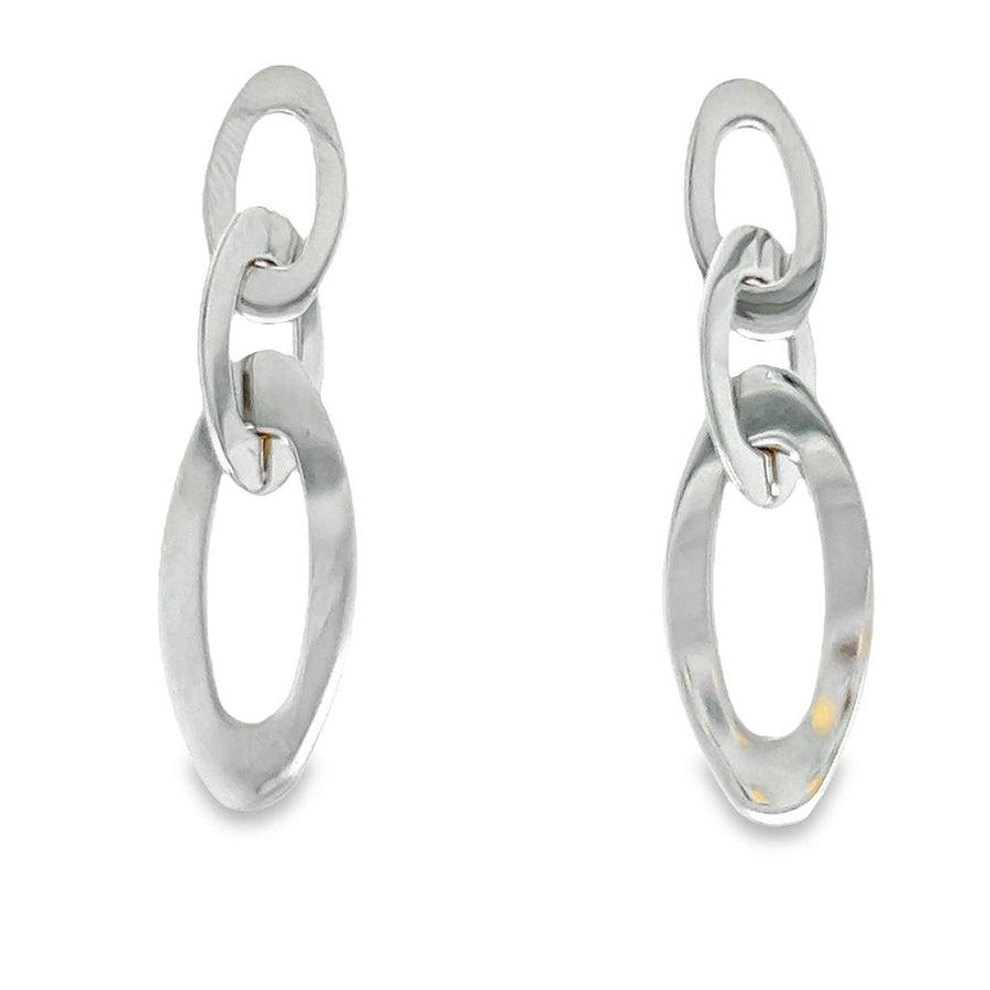 White 18 Karat Roberto Coin Chic and Shine Oval Link Dangle Earrings