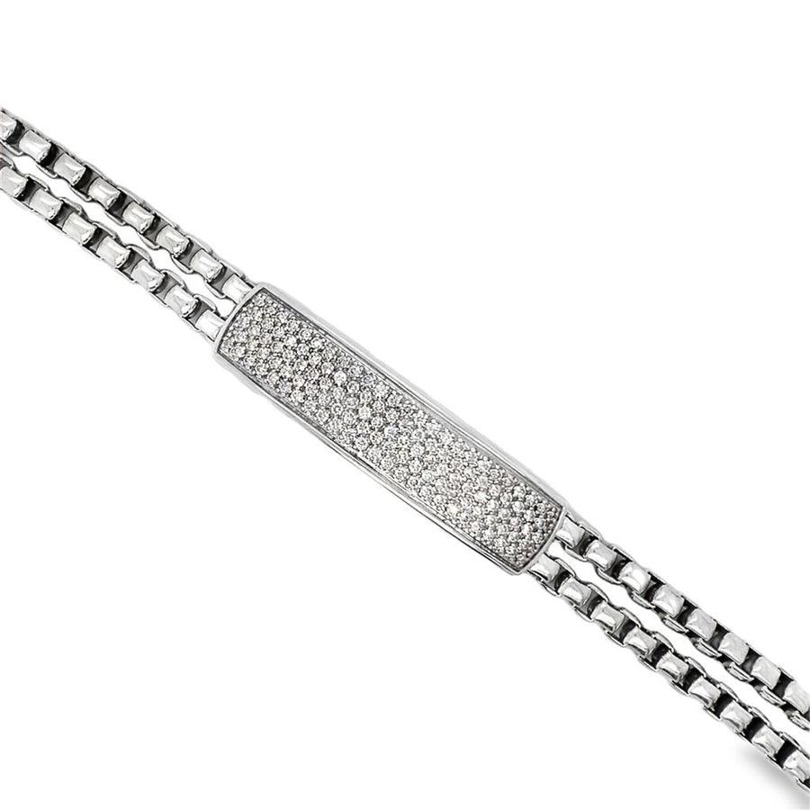 Sterling Silver David Yurman Double Box Link Id Diamond Bracelet Estat