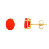 Lady's Yellow 14 Karat Stud Earrings 2 = 1.80TWT Oval Mexican Fire Opa