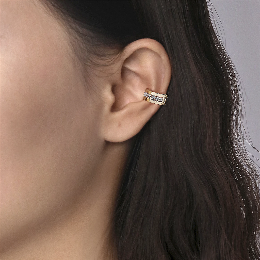 Gabriel & Co. Fashion 14K Yellow Gold Wide Diamond Ear Cuffs
