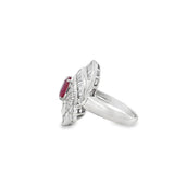 Oval Ruby and Diamond Swirl Ring