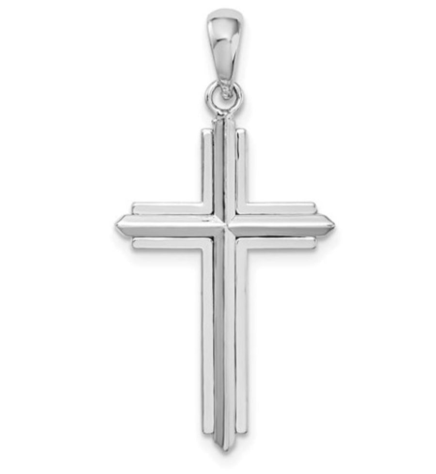 Rhodium Plated Sterling Silver Passion Cross With Frame Pendant Gram W