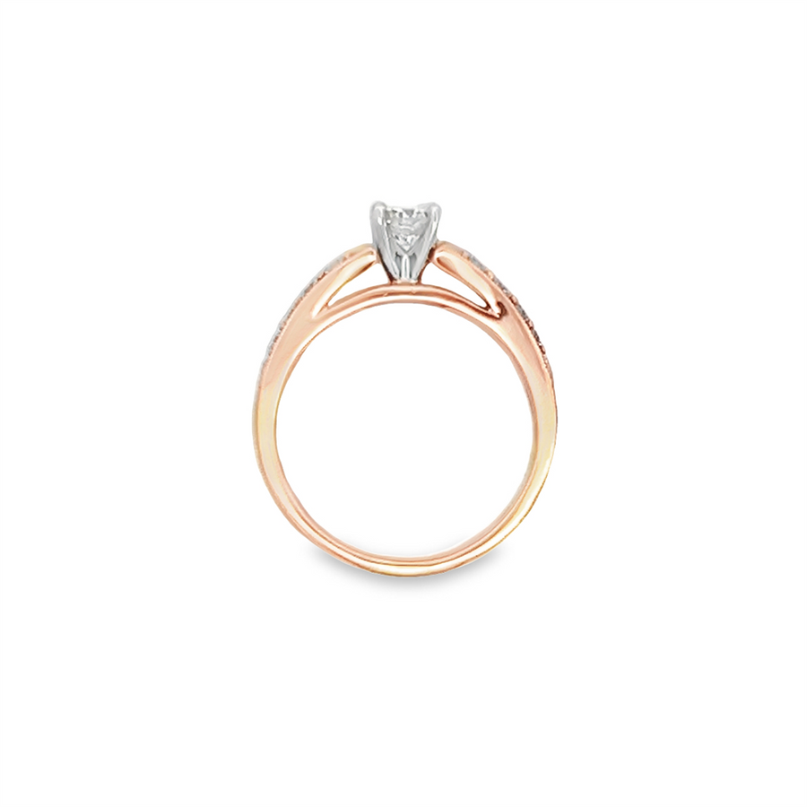 Nelson Two Tone Milgrain Cathedral Diamond Engagement Ring