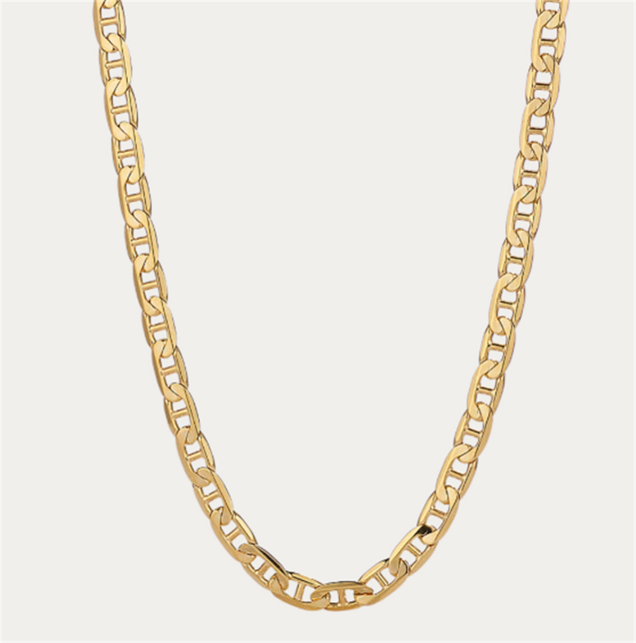 Yellow 14 Karat Diamond Cut 3mm Mariner Link Chain With A Lobster Clas