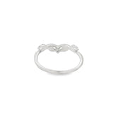 White 14 Karat "V" Wedding Band Estate Jewelry Size 4.5 one = 0.03CT R