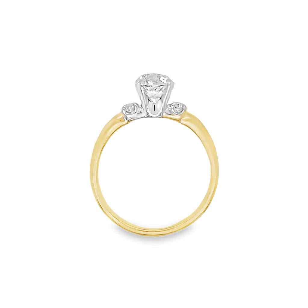 Estate Mine Cut Three Stone Engagement Ring