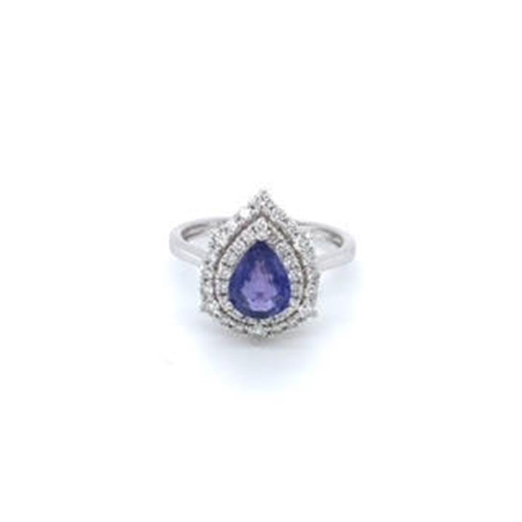 Estate Ladies Purple Sapphire and Diamond Fashion Ring