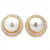 Round Mabe Pearl & Diamond Halo Earrings