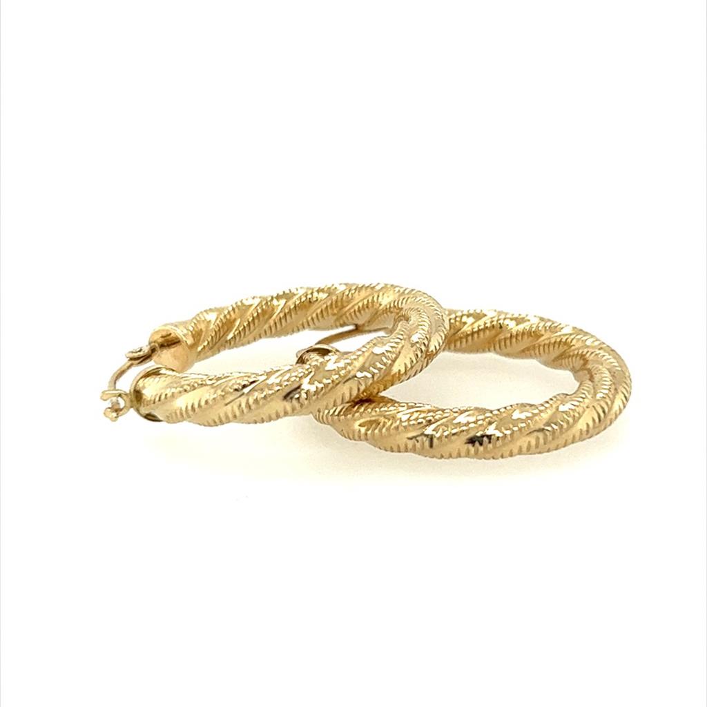 Yellow 14 Karat Twisted Hoop Earrings Estate Jewelry Gram Weight: 2